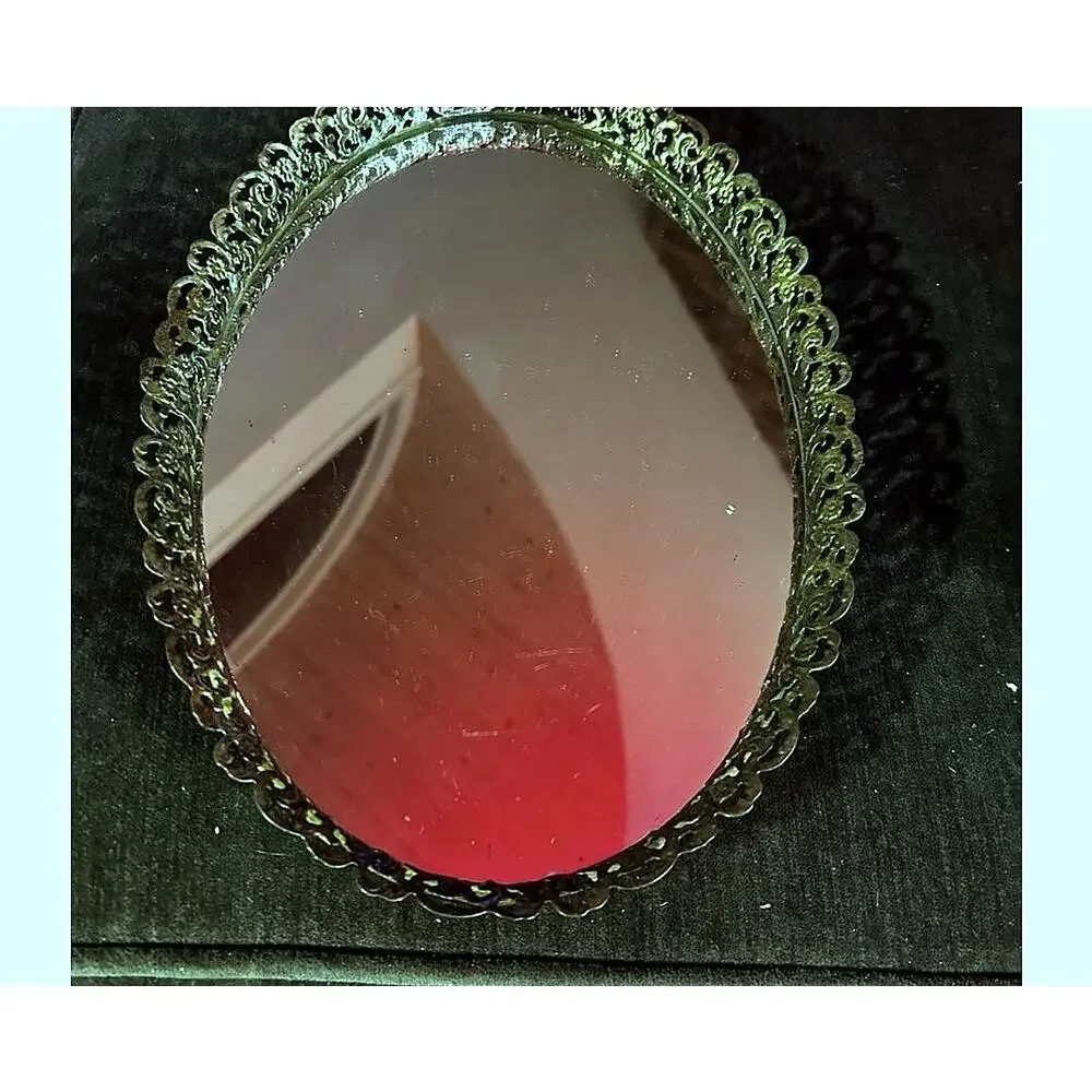 Elegant Filigree Gold Oval Mirror